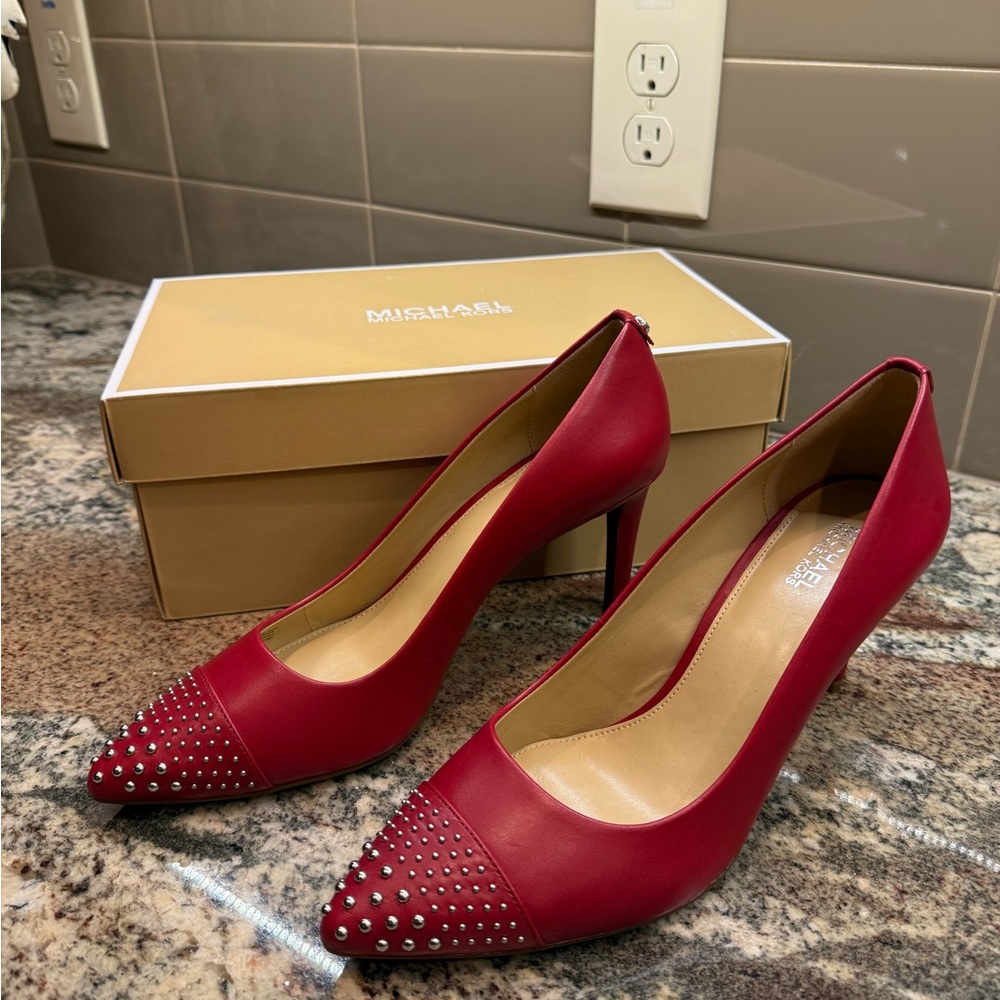Michael Kors Red Studded Heels Size 8